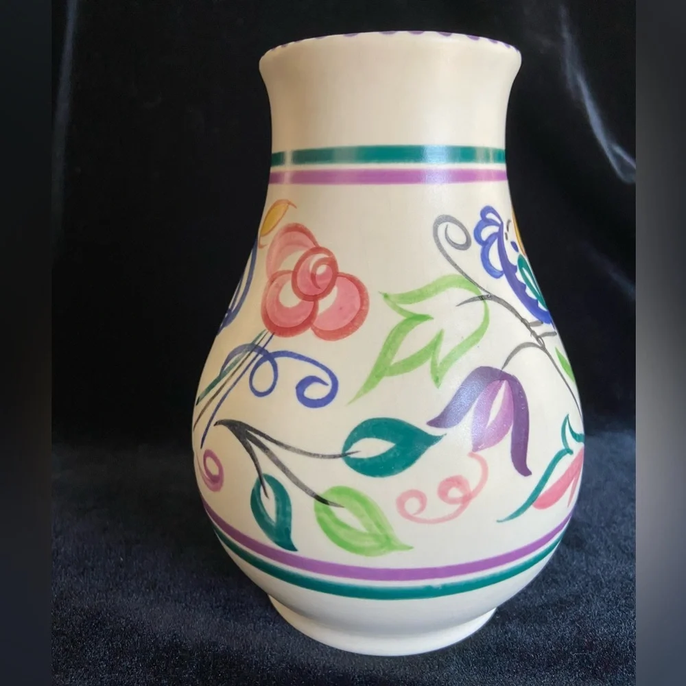 Vintage POOLE Pottery Vase LE pattern 1967-1972 Truda Carter design Handpainted